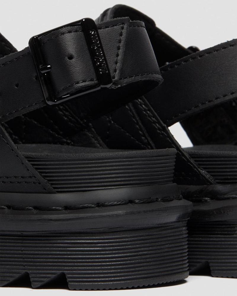 Black Women's Dr Martens Voss Leather Gladiator Sandals | CA 303CTV